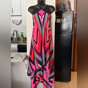 Geometric Multicolor Strapless Dress